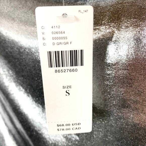 Anthropologie Maeve Mock Neck Ruched Shine Sleeveless Tank Stretch Silver Small - Picture 5 of 9